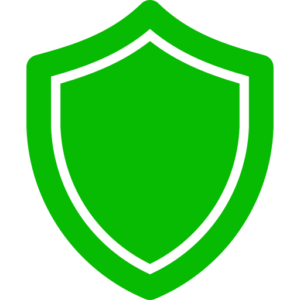 Escudo verde con borde doble, icono de seguridad y protección.