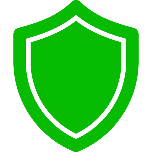 Escudo verde con borde doble, icono de seguridad y protección.